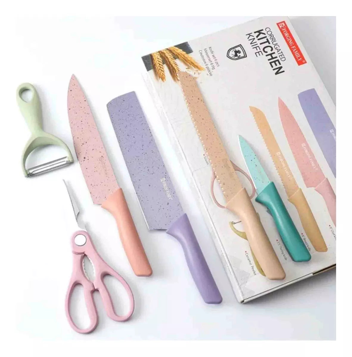 Set De Cuchillos Juego 6 Pzs Colores